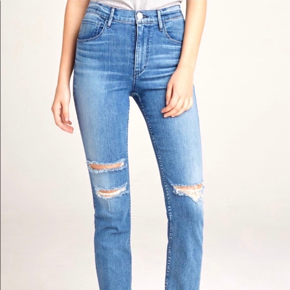 3x1 Colette Slim Crop High Rise Distressed Jeans